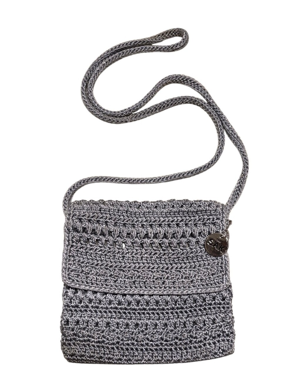 The Sak Iconic 90s/Y2K Grav Knit Crochet Mini Crossbody Shoulder Bag